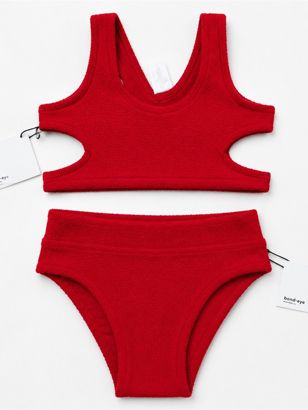 bond-eye Kids Red Terry Two-Piece Bikini Set